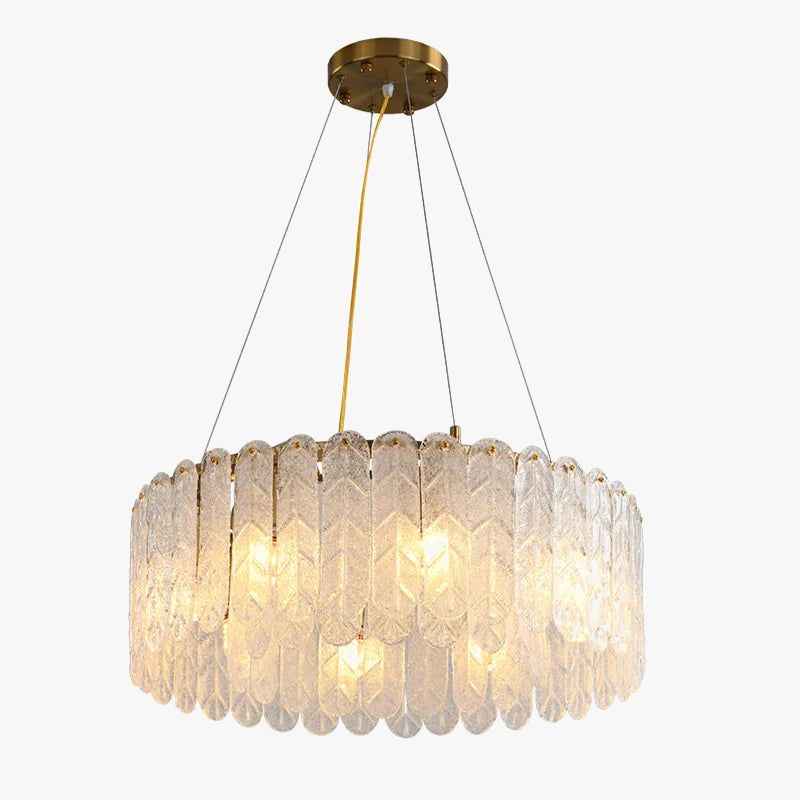 lustre nordique moderne en verre led avec suspension en cristal