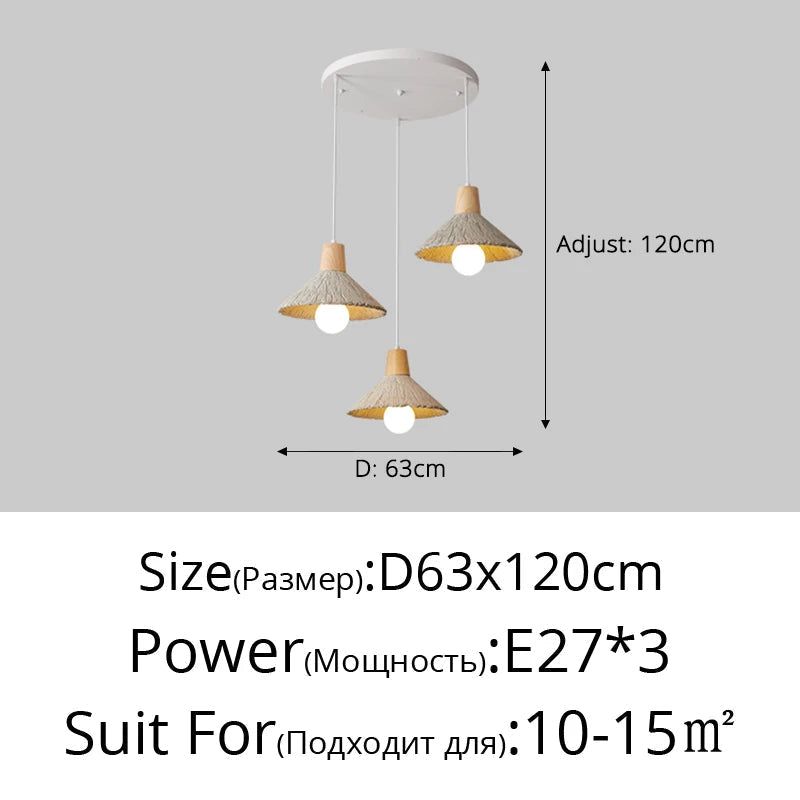 lustre nordique pastoral multi-têtes lampes décoratives simples