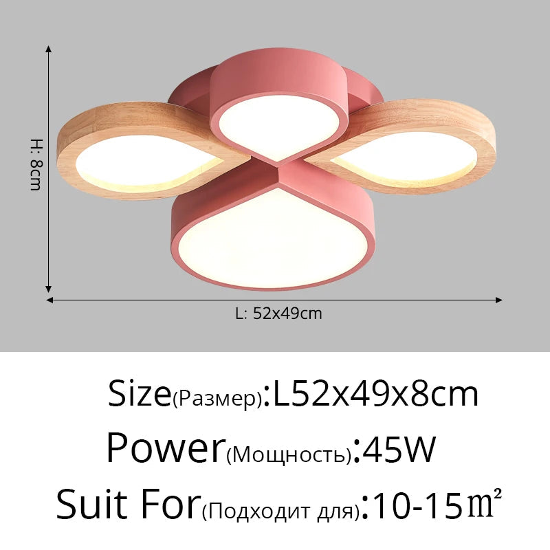 lustre nordique romantique en bois art créatif led moderne
