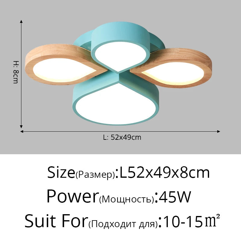 lustre nordique romantique en bois art créatif led moderne