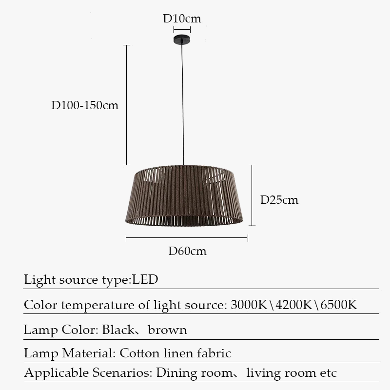 lustre nordique sandyha tissé corde éclairage led maison
