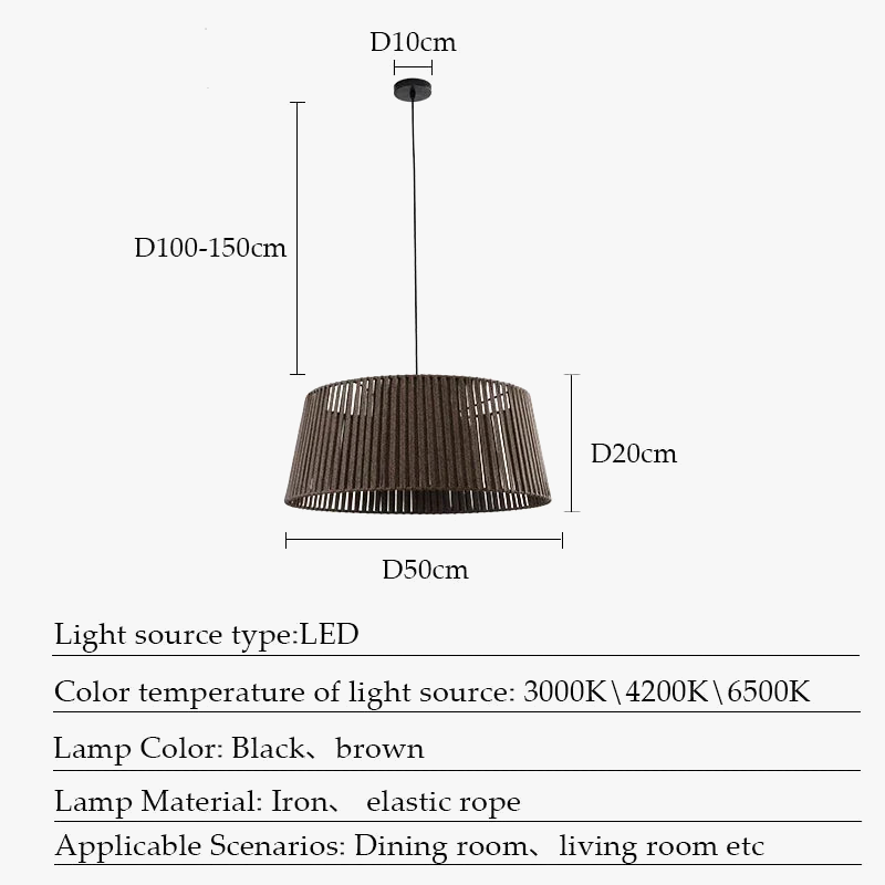 lustre nordique sandyha tissé corde éclairage led maison