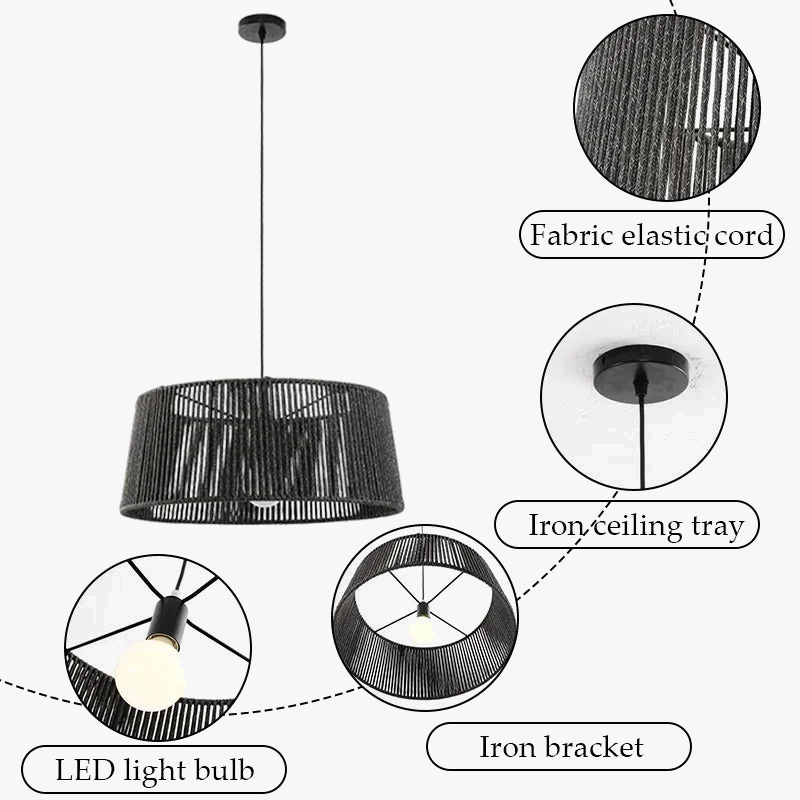 lustre nordique sandyha tissé corde led décoration maison