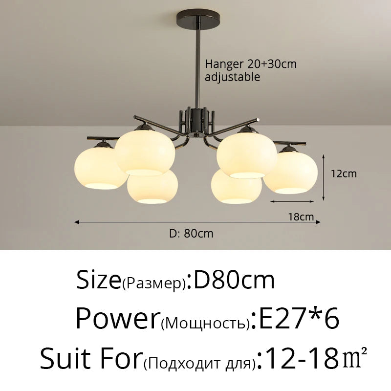 lustre nordique simple en verre blanc pour décoration de plafond