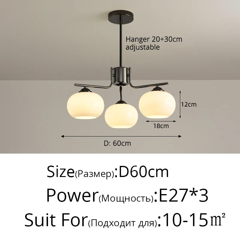 lustre nordique simple en verre blanc pour décoration de plafond