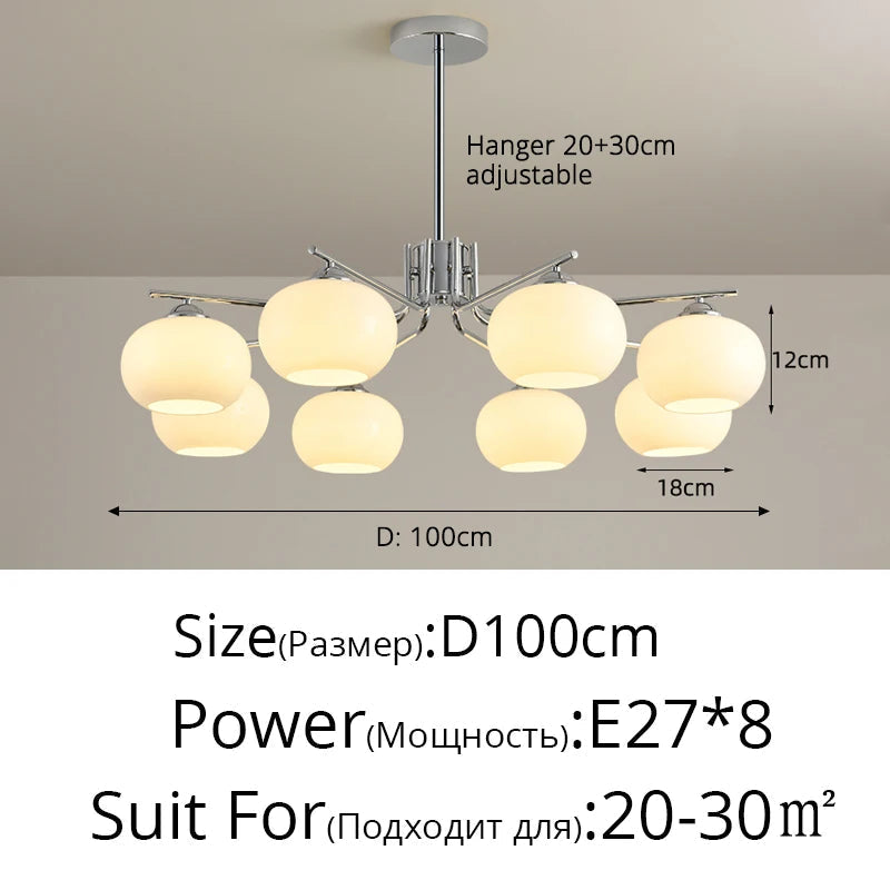 lustre nordique simple en verre blanc pour décoration de plafond