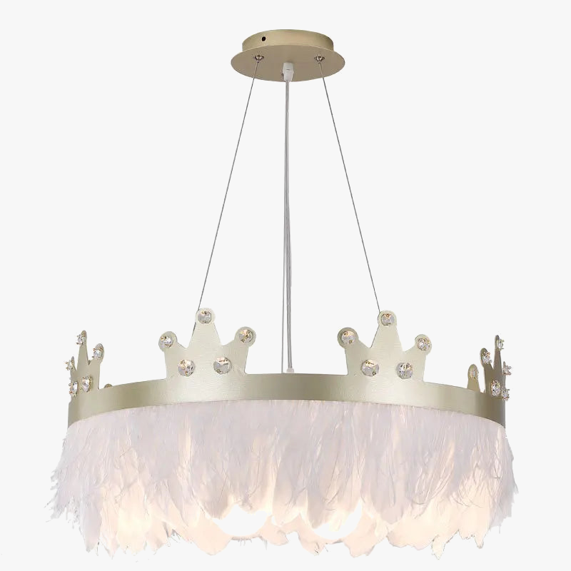 lustre nordique simple luxe avec suspension cristal plume