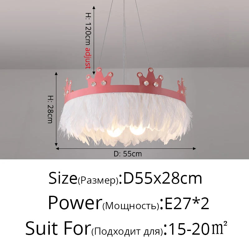 lustre nordique simple luxe avec suspension cristal plume