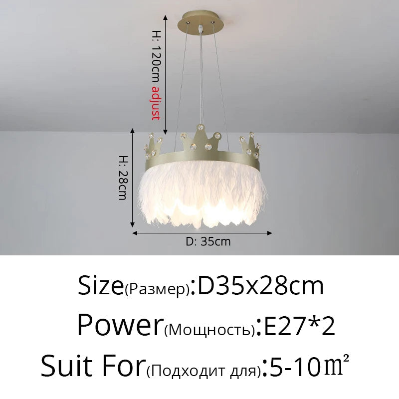 lustre nordique simple luxe avec suspension cristal plume