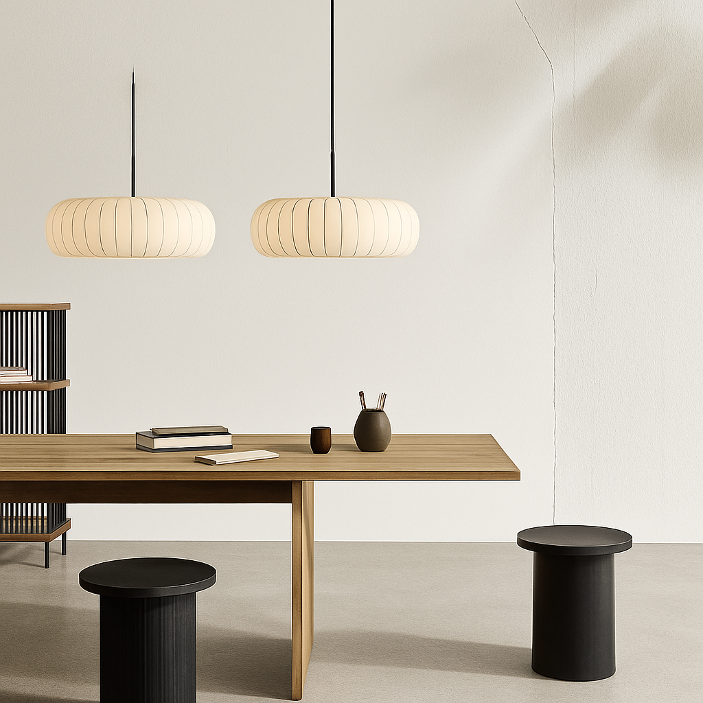 lustre nordique simple wabi sabi en soie led loft