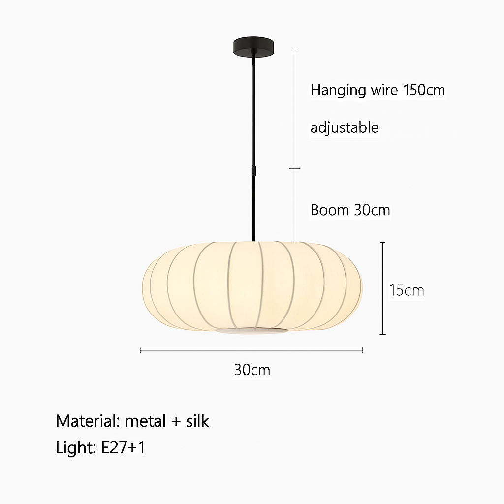 lustre nordique simple wabi sabi en soie led loft