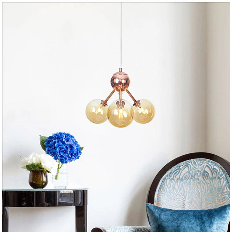 lustre nordique à têtes multiples pour décoration intérieure