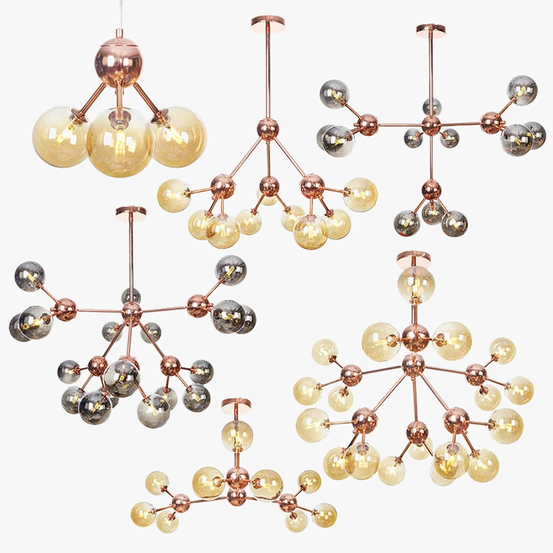 lustre nordique à têtes multiples pour décoration intérieure