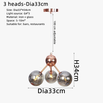 lustre nordique à têtes multiples pour décoration intérieure