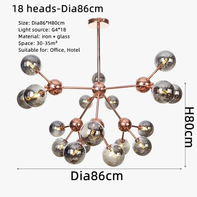 lustre nordique à têtes multiples pour décoration intérieure