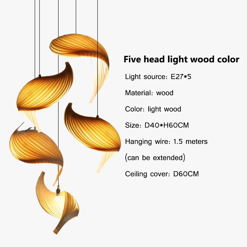 lustre nordique wabi sabi en bois design rétro décoratif