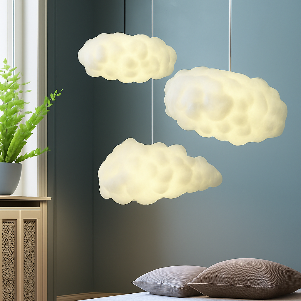 lustre nuages blancs en soie coton led pour enfants