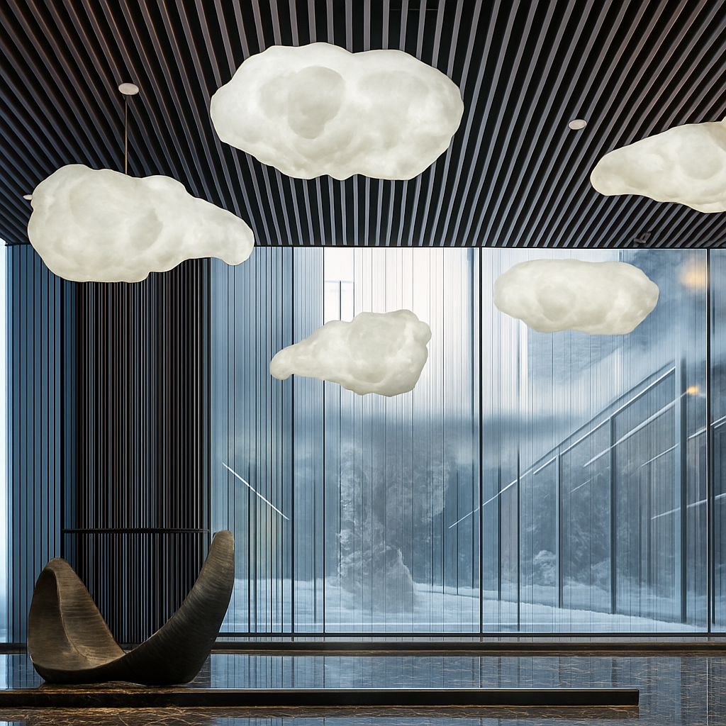 lustre nuages blancs en soie coton led pour enfants