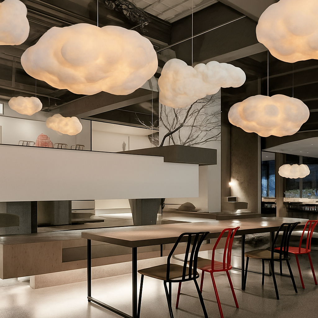 lustre nuages blancs en soie coton led pour enfants