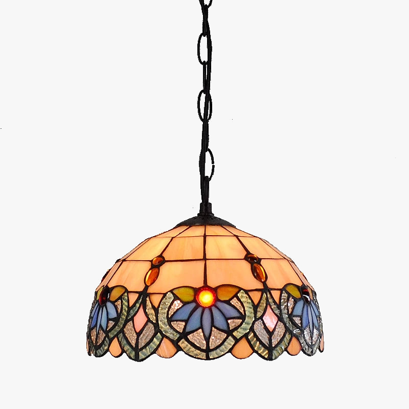 lustre orchidée style tiffany en verre teinté pour intérieur élégant