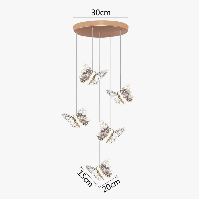 lustre papillon en cristal pour décoration d'intérieur élégante