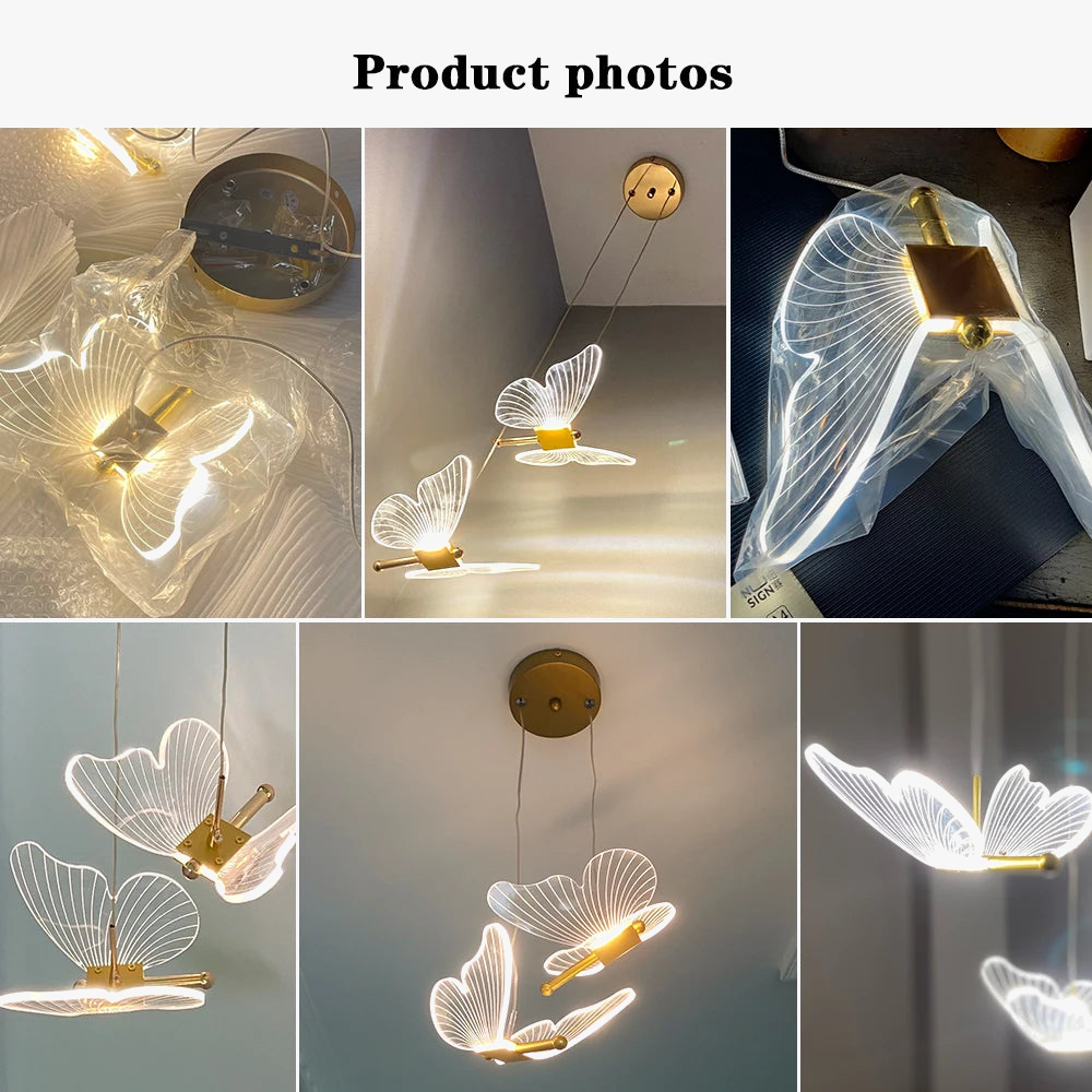 lustre papillon led suspension acrylique maison déco