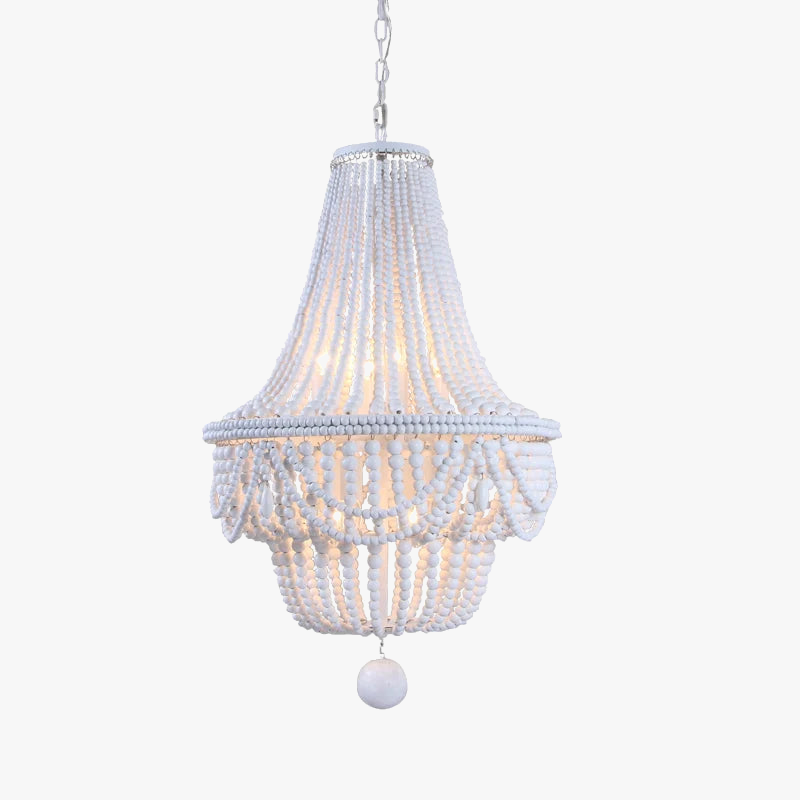 lustre à perles en bois pour décoration intérieure élégante