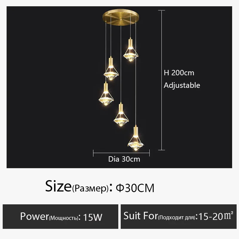 lustre personnalisable postmoderne en cristal avec led