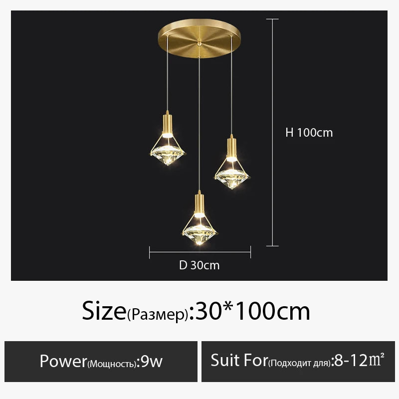 lustre personnalisable postmoderne en cristal avec led