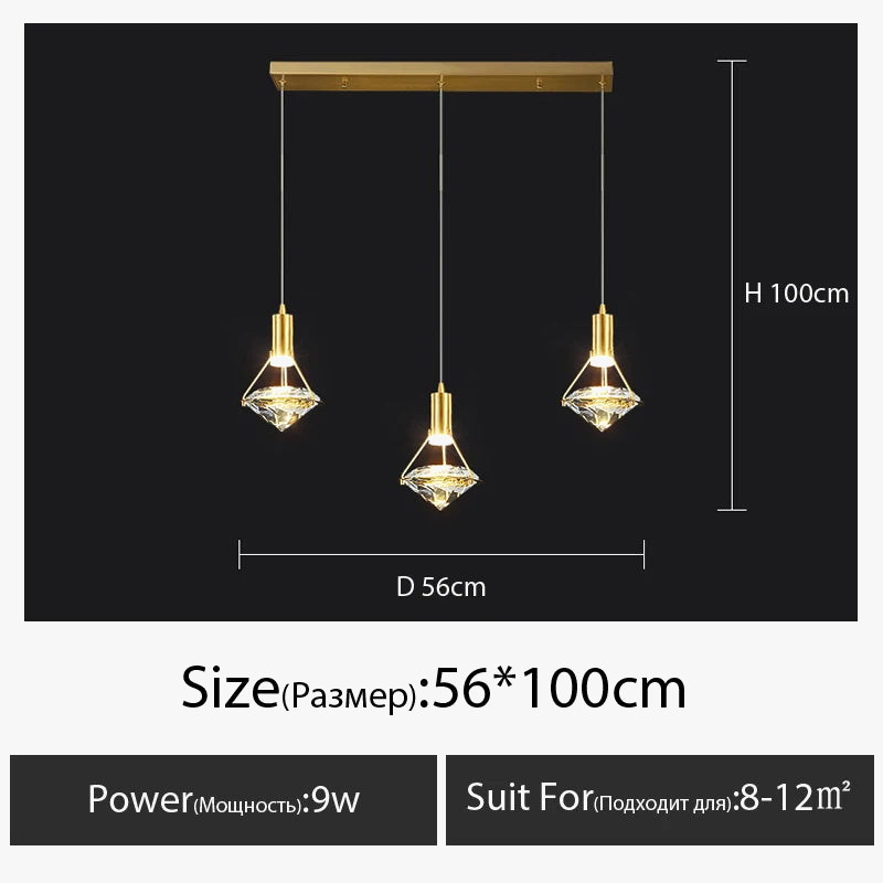 lustre personnalisable postmoderne en cristal avec led