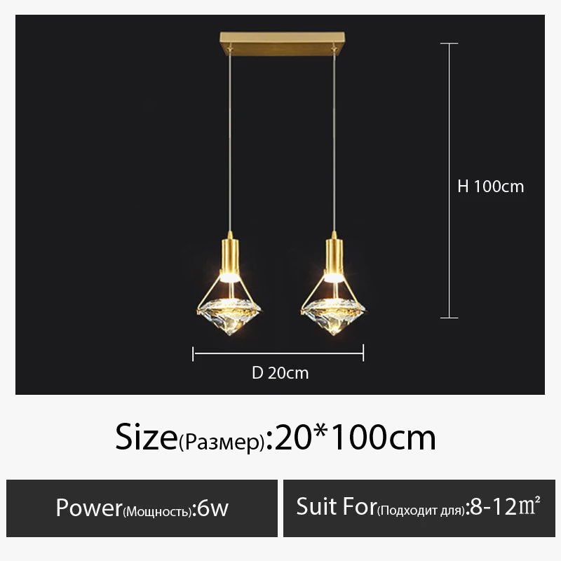 lustre personnalisable postmoderne en cristal avec led