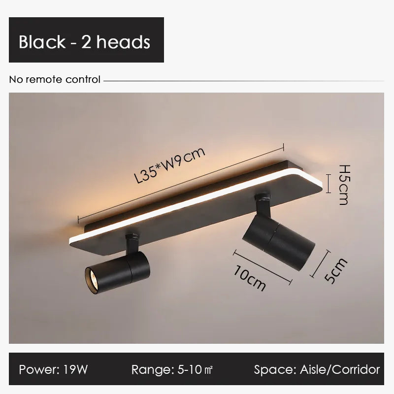 Plafonnier LED noir moderne projecteur