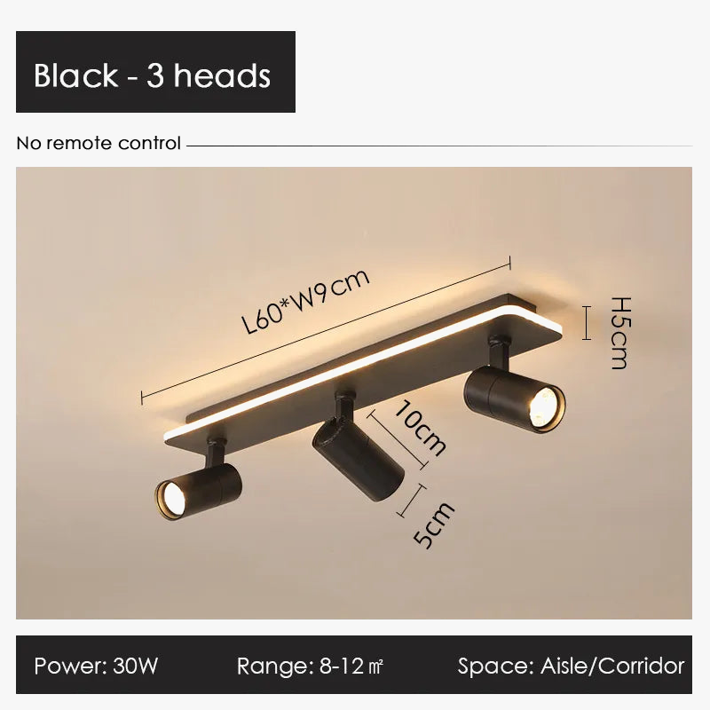 Plafonnier LED noir moderne projecteur
