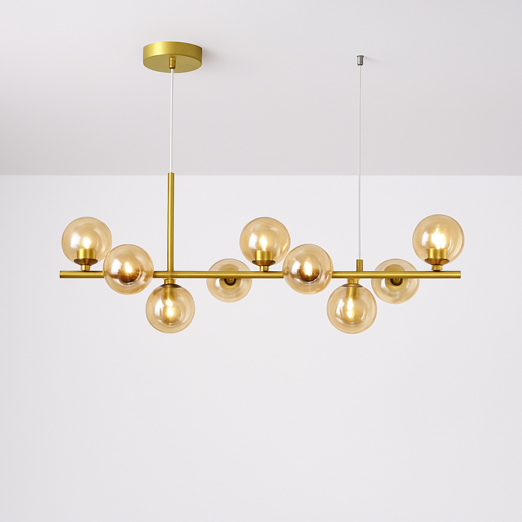 lustre post-moderne créatif en verre suspendu avec bande longue