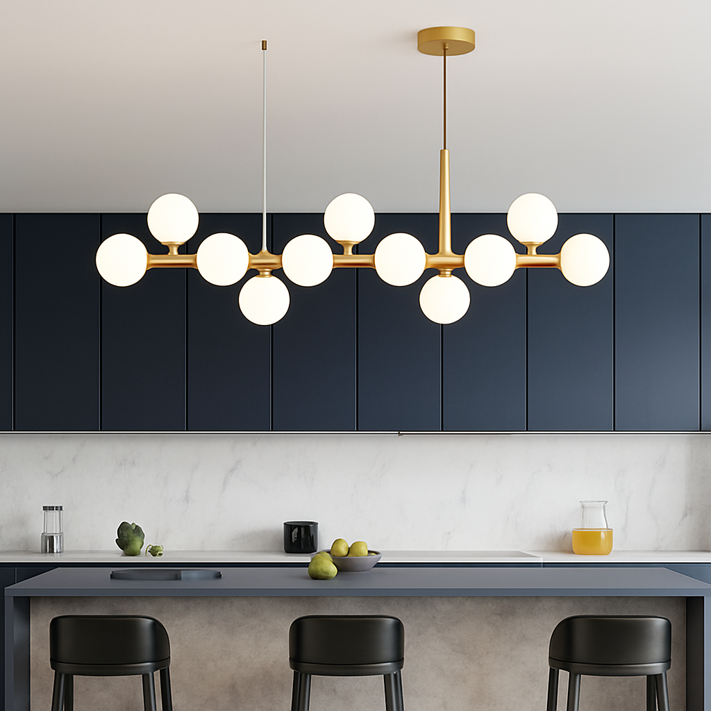 lustre post-moderne créatif en verre suspendu avec bande longue