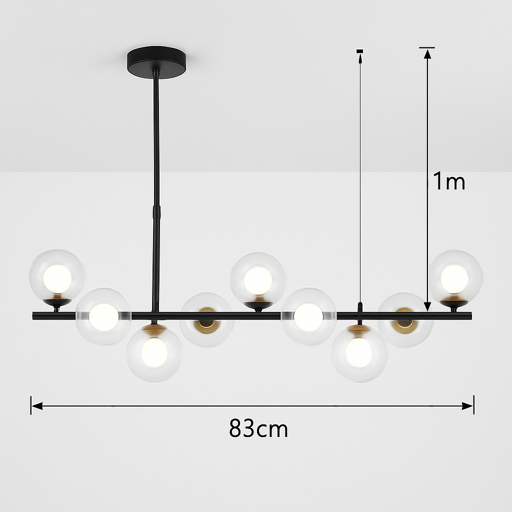 lustre post-moderne créatif en verre suspendu avec bande longue