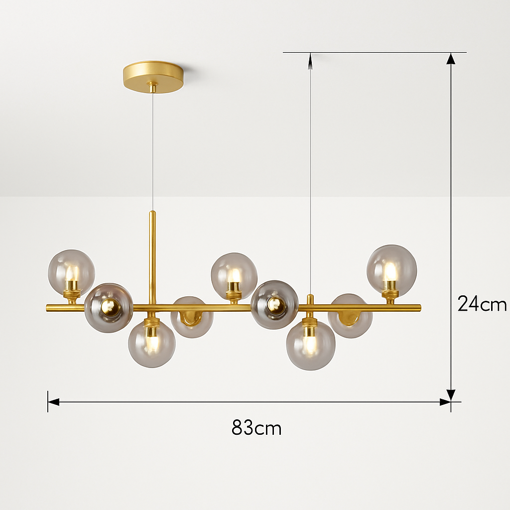 lustre post-moderne créatif en verre suspendu avec bande longue