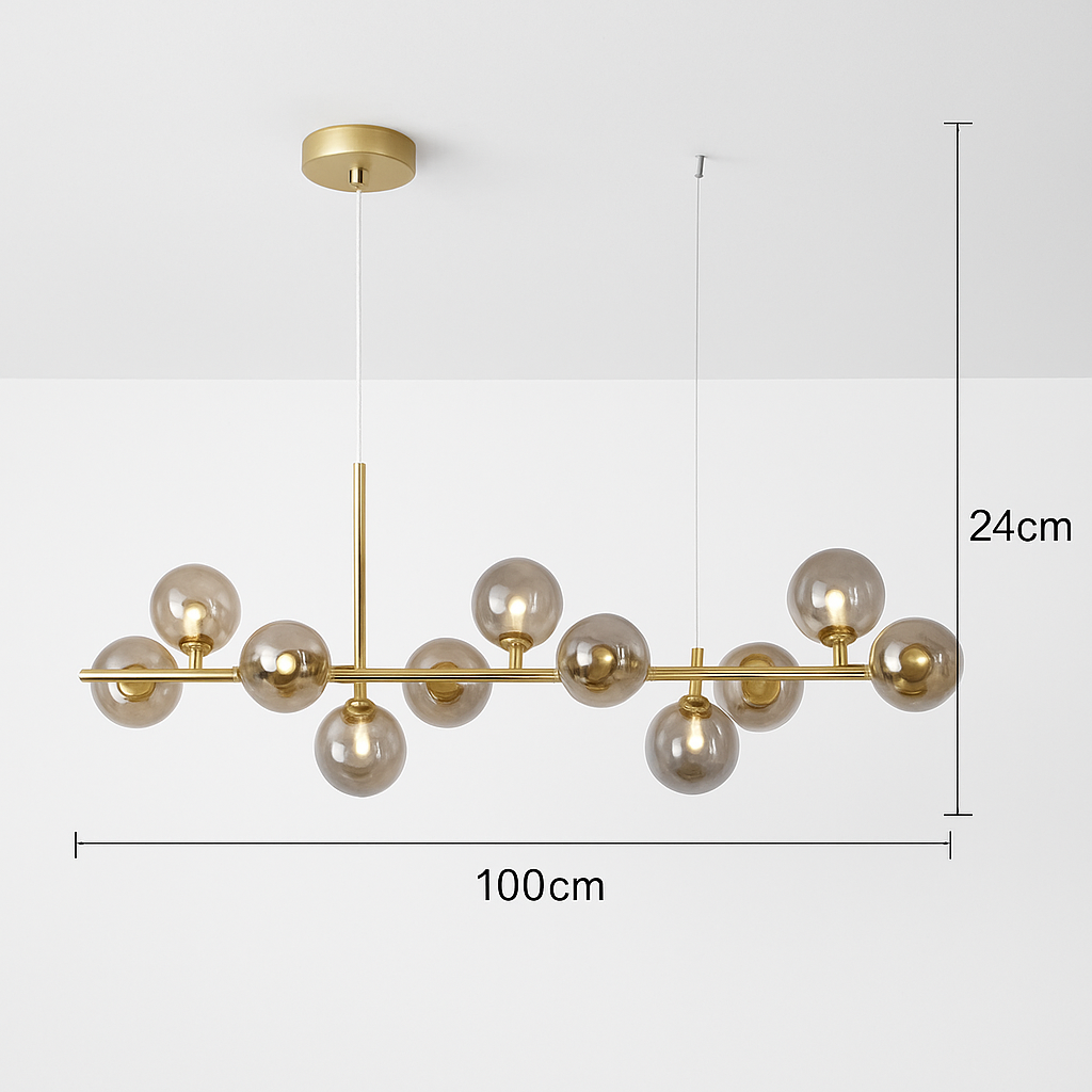lustre post-moderne créatif en verre suspendu avec bande longue