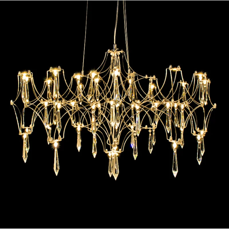 lustre post-moderne cube de lumière en cristal acier inoxydable led