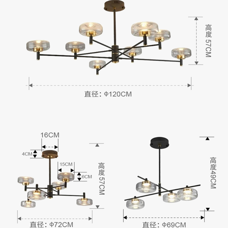 lustre post-moderne de luxe en verre nordique éclairage led