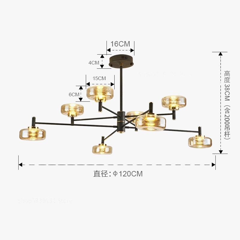 lustre post-moderne de luxe en verre nordique éclairage led