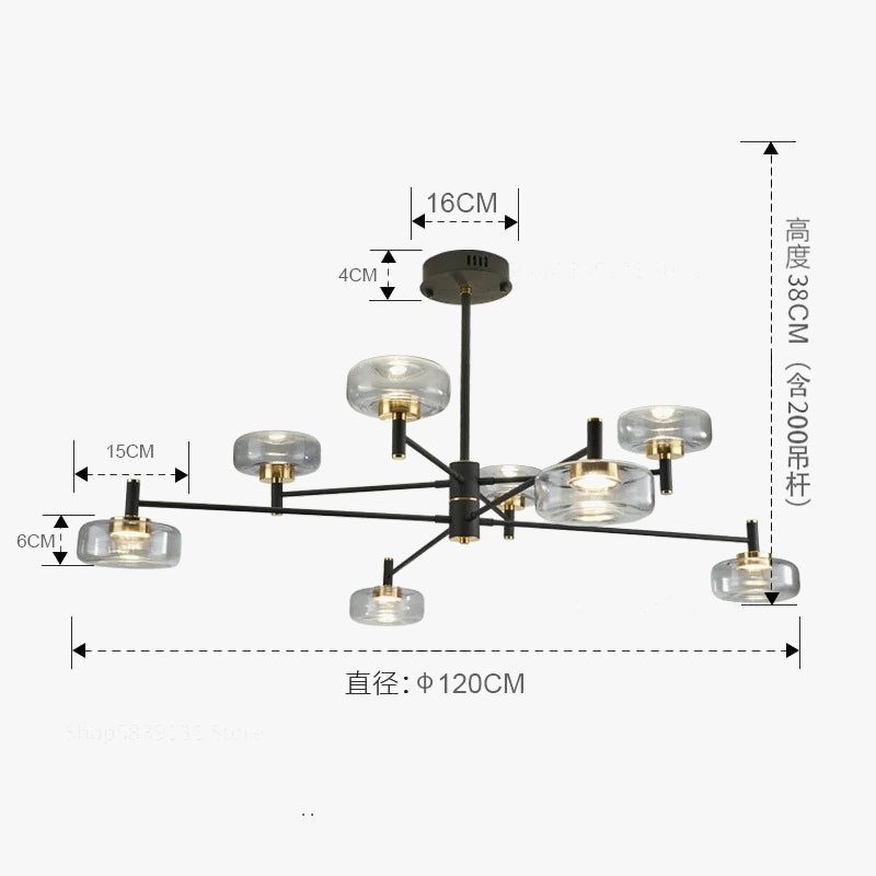 lustre post-moderne de luxe en verre nordique éclairage led