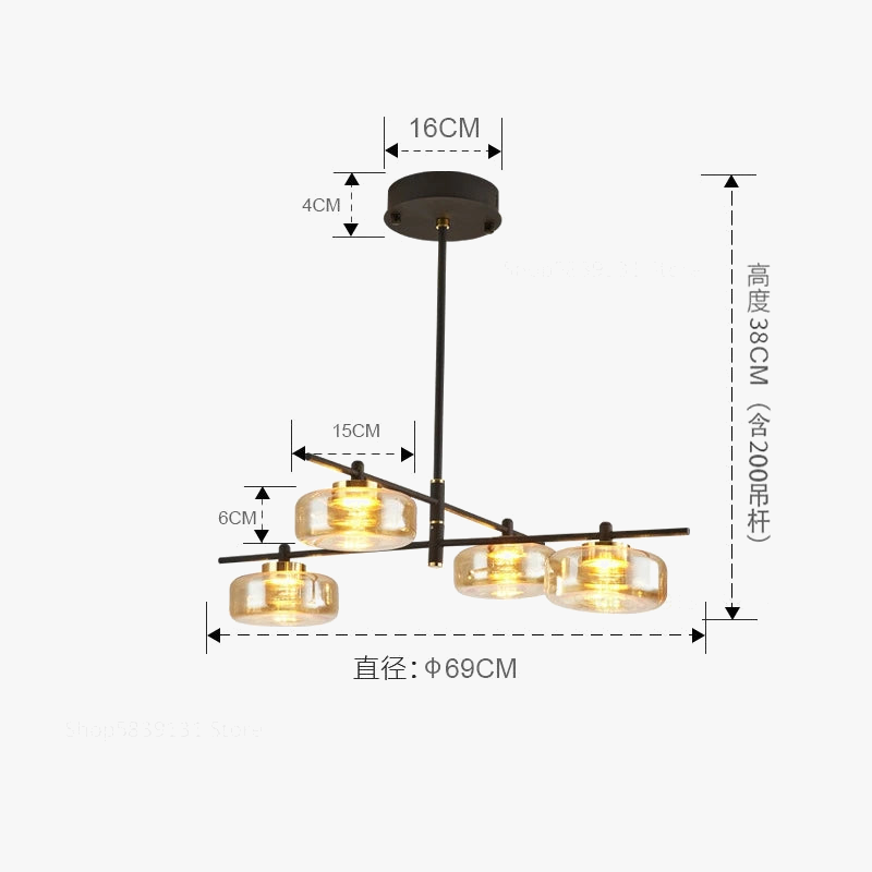 lustre post-moderne de luxe en verre nordique éclairage led