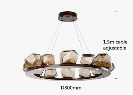 lustre postmoderne à anneau en verre avec lumière LED