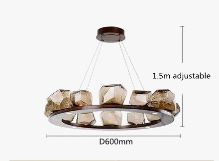 lustre postmoderne à anneau en verre avec lumière LED