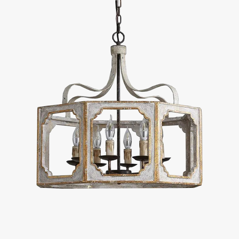 lustre rétro américain en bois massif pour villa vintage