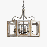lustre rétro américain en bois massif pour villa vintage