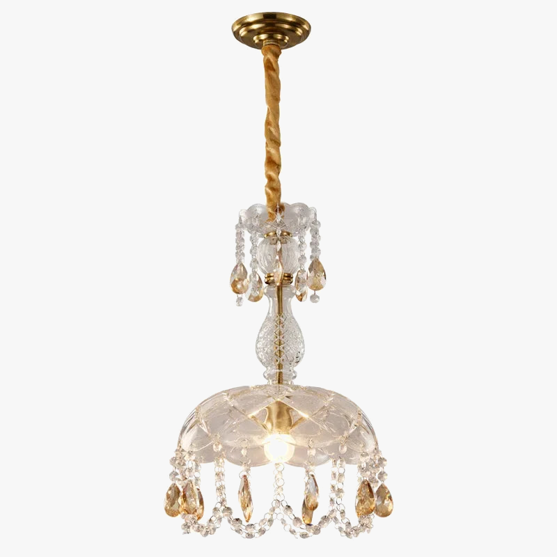 lustre rétro américain en cristal avec éclairage led suspendu