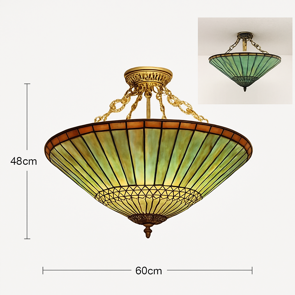 lustre rétro américain en vitrail style tiffany