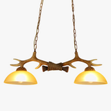 lustre rétro double bois résine suspension led décoration loft